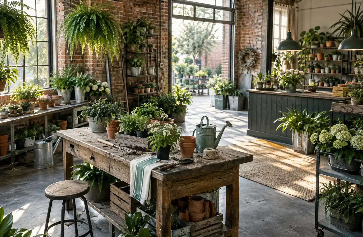 Illustration of garden businesses and their working space
